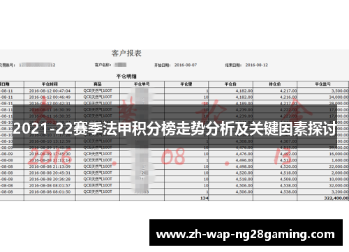 2021-22赛季法甲积分榜走势分析及关键因素探讨